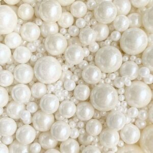 White mixed size pearls,80g