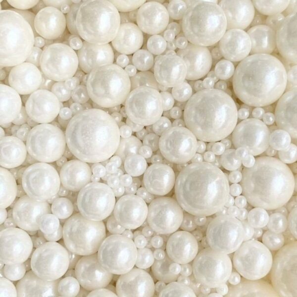 White mixed size pearls,80g