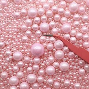 80g Pink mixed size pearls