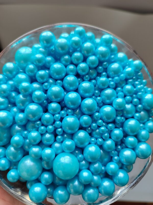 Blue mixed size pearls- 80g
