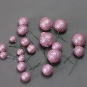 Pink glitter faux balls,20pcs