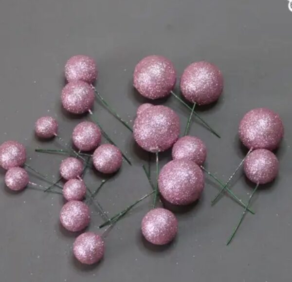 Pink glitter faux balls,20pcs