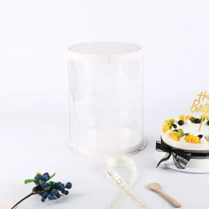 10"clear round white box